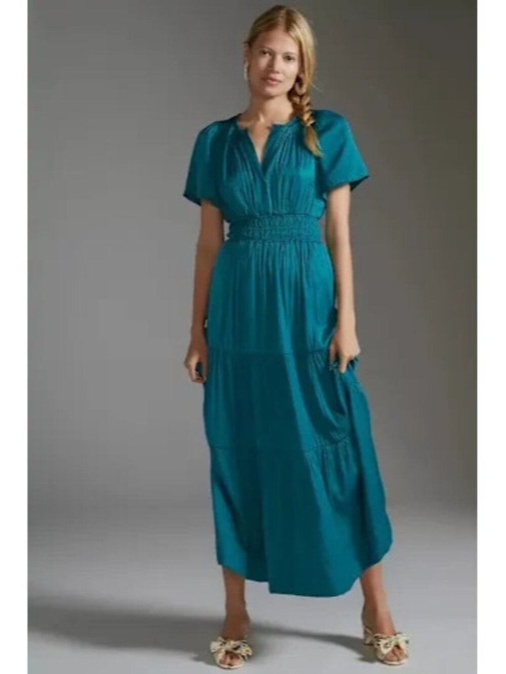 NWT by Anthropologie The Somerset Maxi in Turquoise Lumensilk Edition Dress XL